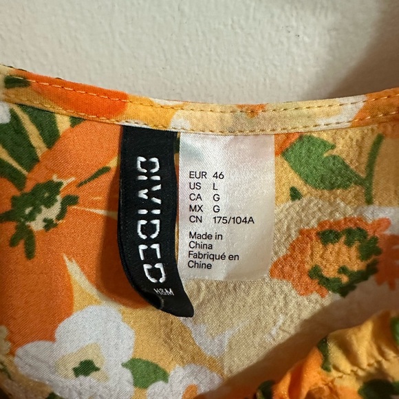 H&M Divided Orange Floral Dress Size Large - Picture 3 of 5